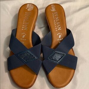 Italian Shoemakers Navy Blue Slide Sandals